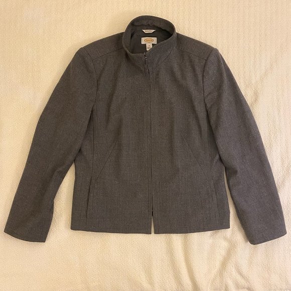 Talbots Italian Wool Women's Gray Jacket Size 14 (Large) Zipper Made in Thailand - Picture 4 of 7